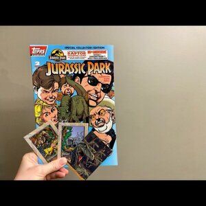 VTG TOPPS Comics JURASSIC PARK # 2 (July 1993) Special Collector's ed. +3 cards